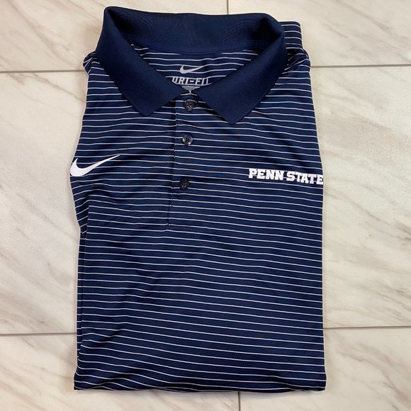 Nike Dri Fit Penn State Nittany Lions Golf Polo Blue White Stripe 2XL XXL - Picture 1 of 6